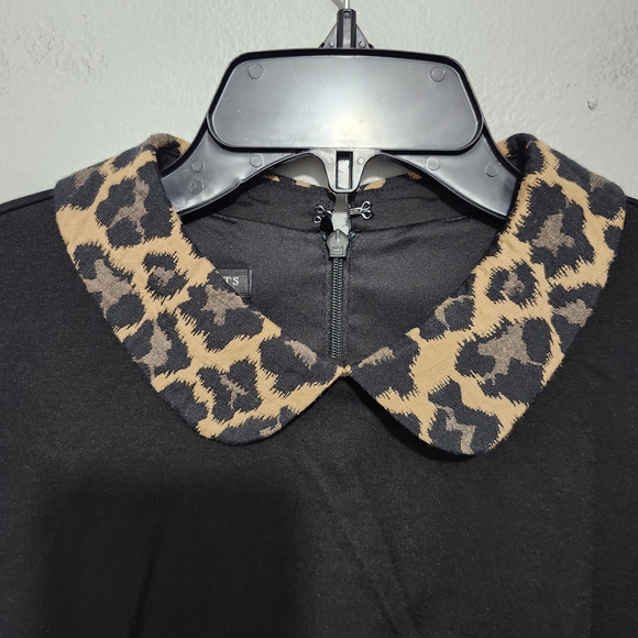 Talbots Black Dress with Leopard Accents Size 12P New Without Tags - Picture 3 of 8
